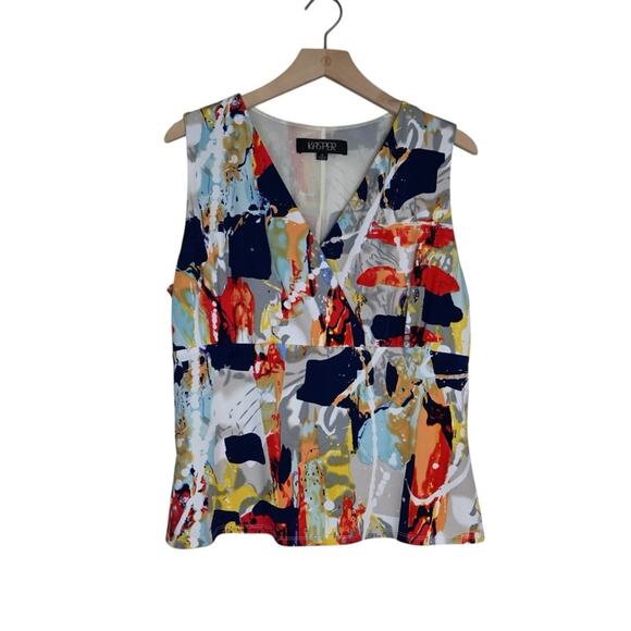 Kasper Tops - Kasper Women's 14 Sleeveless Abstract Print Lined Dressy Tank